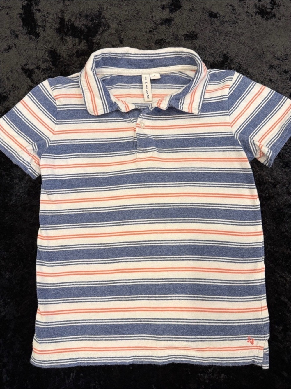 Janie and Jack Blue & White Striped Polo Shirt with Orange Accents